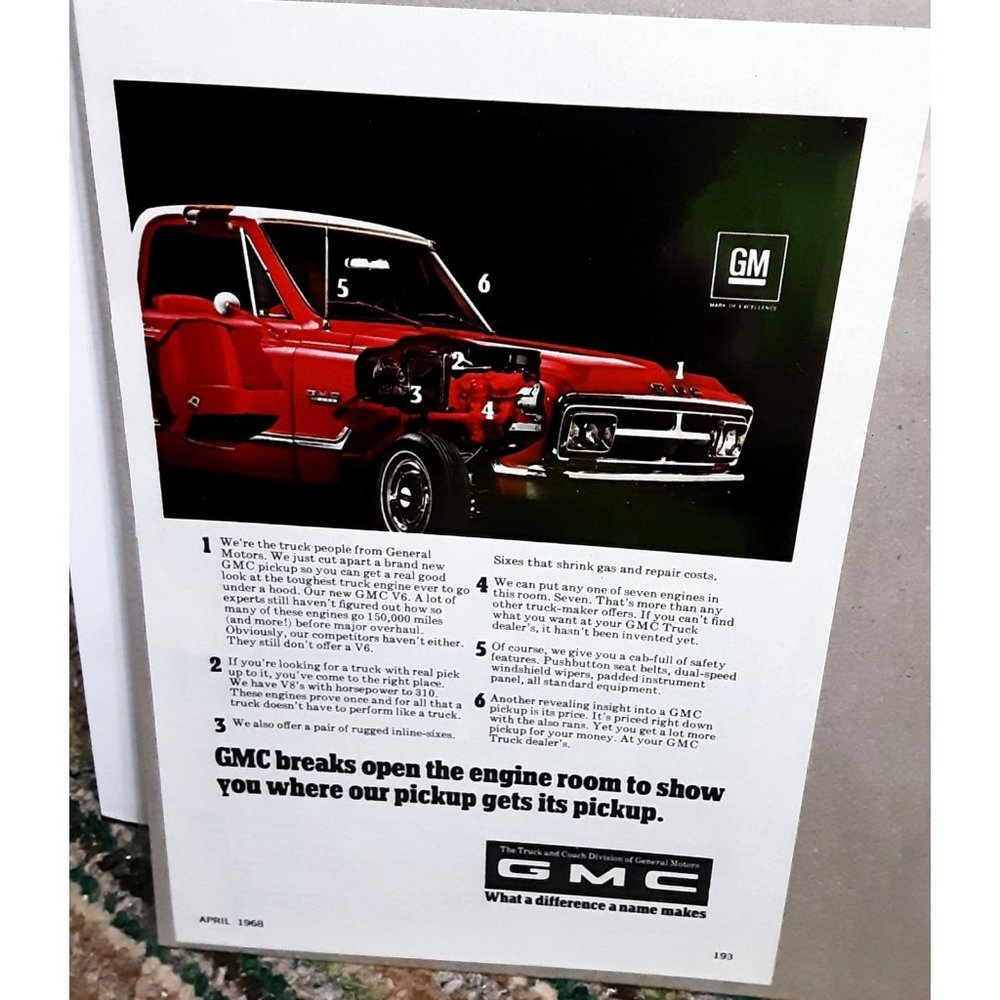 1968 GMC Truck GM Print Ad vintage 60s
